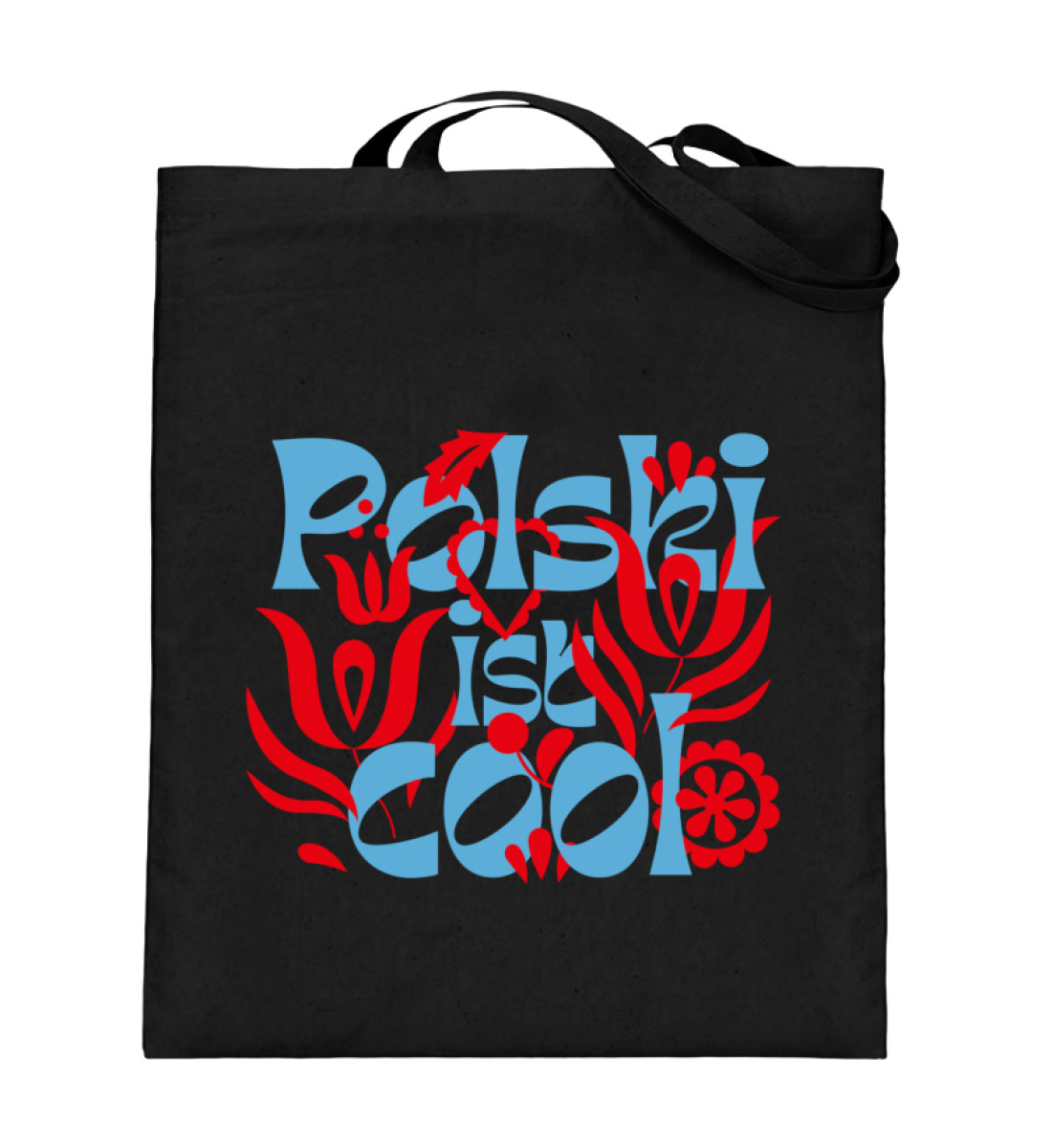 Beutel "Floral blau/rot" - Jutebeutel (mit langen Henkeln)-16