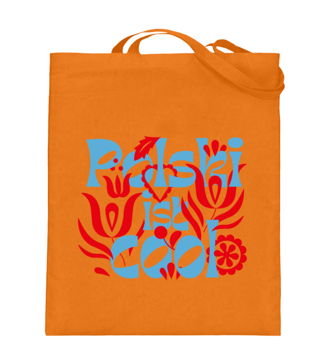 Beutel "Floral blau/rot" - Jutebeutel (mit langen Henkeln)-5757