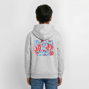 Teenager Hoodie "Polski ist cool" Floral blau/rot