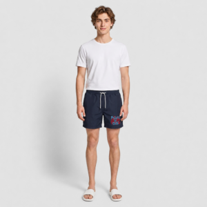 Badeshorts "Polski ist cool" Floral blau/rot