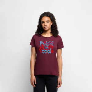 Frauen Premium T-Shirt "Polski ist cool" Floral blau/rot