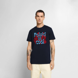 Männer Premium T-Shirt "Polski ist cool" Floral blau/rot