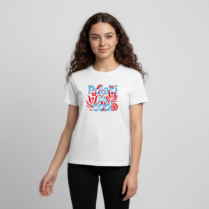 Teenager Premium T-Shirt "Polski ist cool" Floral blau/rot