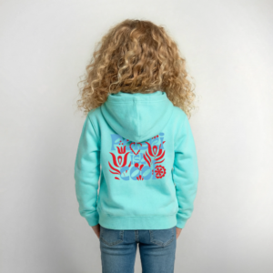 Kinder Hoodie "Polski ist cool" Floral blau/rot