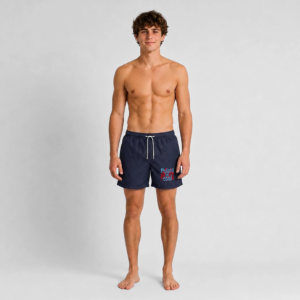 Badeshorts "Polski ist cool" Floral blau/rot