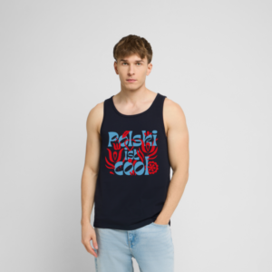 Männer Premium Tank Top "Polski ist cool" Floral blau/rot