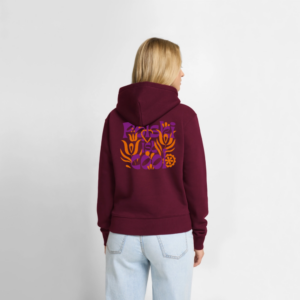 Frauen Premium Hoodie Polski ist cool" Floral lila/orange